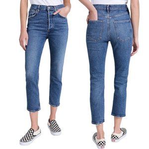 Agolde Riley High Rise Straight Crop Jeans in Silence Blue Denim Women’s Size 27